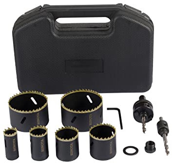 BINOTA Sega a Tazza Bimetallica M42, Kit 22-73 mm, per Metallo, Legno, Compensato, PVC, Fibra di Legno, Cartongesso, Set 22 29 38 44 67 73mm