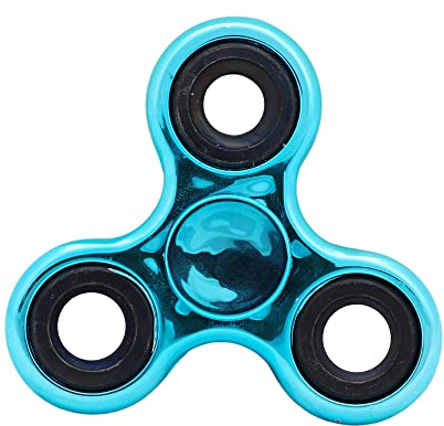 Toyland® Fidget Hand Spinner - Soulagement du Stress et de l'anxiété - Couleurs Assorties (Turquoise métallique et Anneaux Noirs)