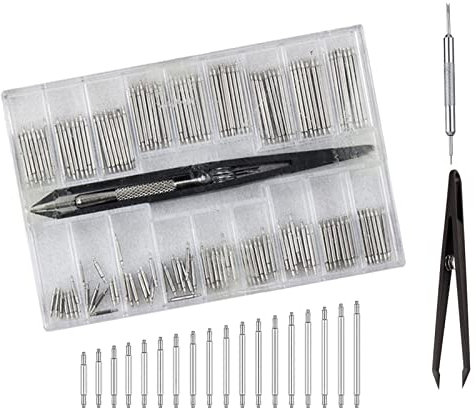 adspow 144 Stück Uhren Federstege,Premium Edelstahl Federstege Set,Uhrenarmband Link Pins Spring Bar,8-25mm Federstifte,Uhrarmband Reparatur Werkzeug(18 Verschiedenen Größen)