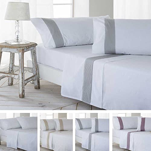 COTTON ARTean Juego sabanas Cama 90 PERCAL 180 Hilos GORBEA Gris