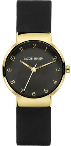Jacob Jensen Damenarmbanduhr Titan Quarz Schwarz/Goldfarben 195