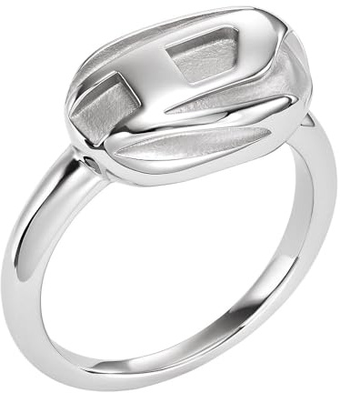 Diesel Anello con sigillo da uomo in acciaio, DX148504010