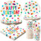 PARTY GO 100PCS Rainbow Happy Birthday Party Tableware Set Paper Plates Napkins Cups Rainbow Birthday Party for Birthday Baby Shower Decorations Serve for 25 Guests