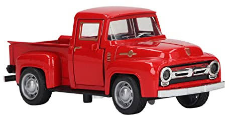 NOENNULL Pick-up Truck, scala 1:32, modello pressofuso, auto giocattolo, auto d'epoca, modello retrò auto d'epoca, giocattoli, lega, auto, decorazione per la casa (rosso)