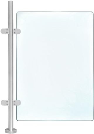 Ringhiera per scale in acciaio inox, ringhiera in vetro, ringhiera per scale, interni ed esterni, balcone, parapetto, argento, lunghezza: 110 cm