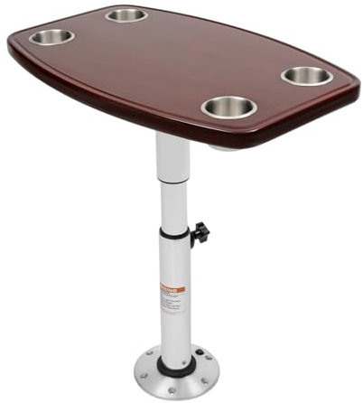 LOIRIIC Table de bateau à 4 fentes pour tasses, fermeture éclair, cadre de table pour yacht, table de bateau, table de bateau, table de bateau, table de bateau, plateau de table en chêne laqué