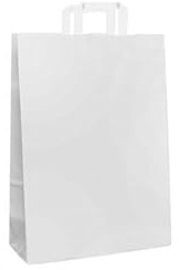 DPdantepellacani Shopper Carta Sacchetti di Carta con Manici Bianchi 22x29 cm 100 PZ Shopper Busta in Carta Kraft Bianca Borsa Ecologica per Negozi e Boutique