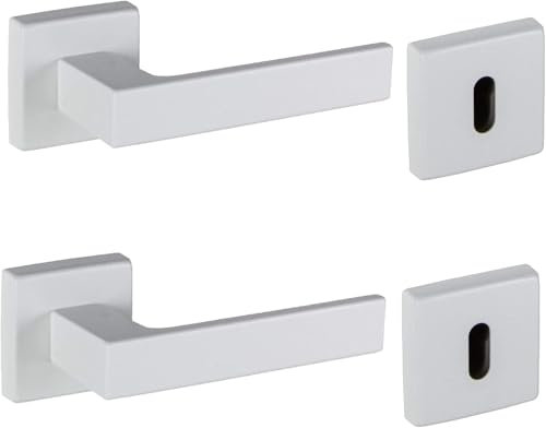 Brackle Maniglia AURA Per Porte Interne Stile Moderno Modello Quadrata (Bianca)