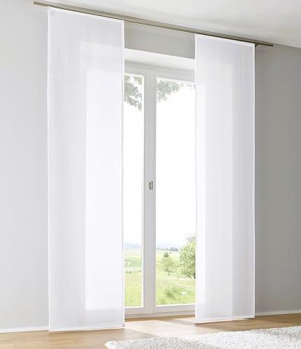 Kutti Schiebegardine Schiebevorhang Raumtrenner Enya weiß Uni mit Paneelwagen B 60 x H 245 cm (1 STK)
