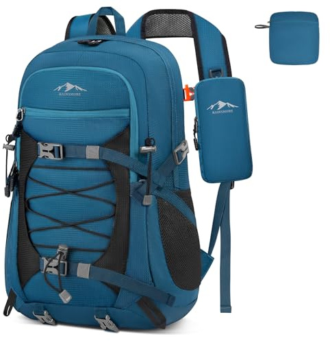 RAINSMORE Wanderrucksack Herren Damen 40L Rucksack Wasserdicht Groß Reiserucksack Leicht Faltbarer Trekkingrucksack mit Abnehmbare Handytasche für Bergsteigen Wandern Klettern Radfahren Camping Reisen