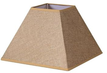Pantalla - pantalla de yute marrón con forma de pirámide, dimensiones de 35x15x25 cm, ideal para lámparas E27 y decoración cálida.