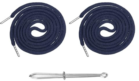 M METERXITY 2 Pcs Drawstring for Sweatpants (Navy Blue), Hoodie Strings, Drawstring Cords Draw Strings Replacement Sewing Tool with Easy Threader Apply to Shorts Pants Jackets Coats Hats