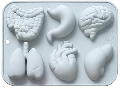 per fondente - Cuore, cervello, stomaco, fegato, polmoni, intestini | Modulo stampo per per torta al cioccolato, caramelle, biscotti, 6 cavità, per cucina creativa, cottura