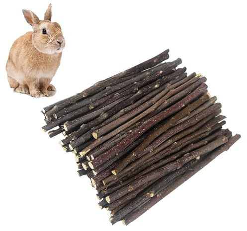 Äppelträ tugga 300 g, naturlig tuggleksak designad speciellt för små husdjur, idealisk för daglig tuggning, lämplig för kaniner, marsvin, hamstrar och chinchillor för tandslipning och underhållning