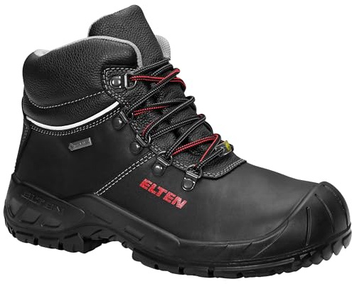 ELTEN Sicherheitsschuhe Renzo GTX Mid ESD S3 CI, Damen und Herren, Leder, Stahlkappe, leicht, robust 45, Schwarz