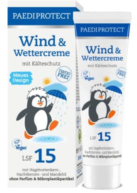 PAEDIPROTECT Wind & Wettercreme für Babys 30 ml, Pflegelotion Kinder & Erwachsene mit LSF 15, mit Hagebutte zum Schutz vor Kälte, Wind, Nässe, Wundschutzcreme zur Beruhigung gereizter Hautstellen