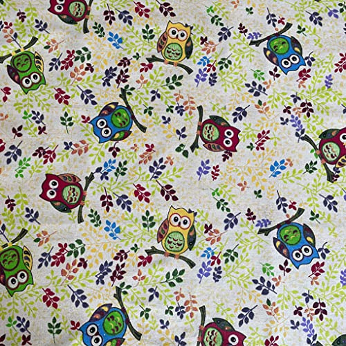 Jukway 120 x 150 cm härligt uggletyg bomull för sömnad, stora tjocka kvadrater tryck tyg hantverk textildukar för sömnad, lapptäcke, gör-det-själv-dekoration, handarbete, färdigt med meter (150 x 120
