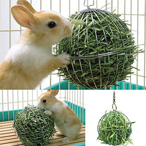 LHHA 8cm Sphere Treat Guinea Pig Hamster Rat Rabbit Feed Dispenser Hanging Ball Rabbit Hay Feeder for Pets