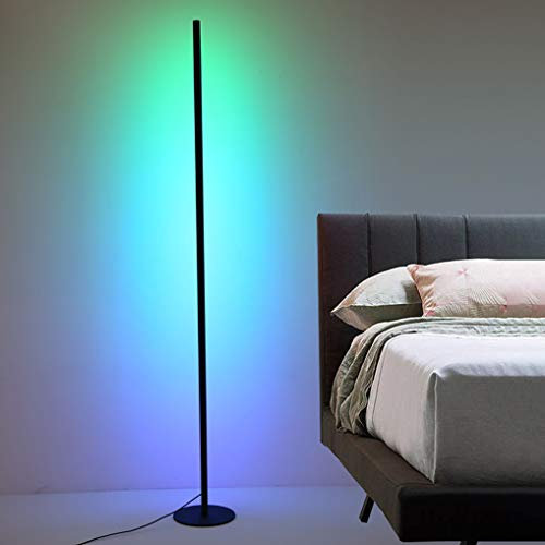 LANMOU LED Lámpara de Pie Regulable, Luz de Pie Salon con Control Remoto/APP RGB Cambio de Color y Blanco Cálido a Frío, Lámpara de Suelo Minimalista para Dormitorio,Remote control