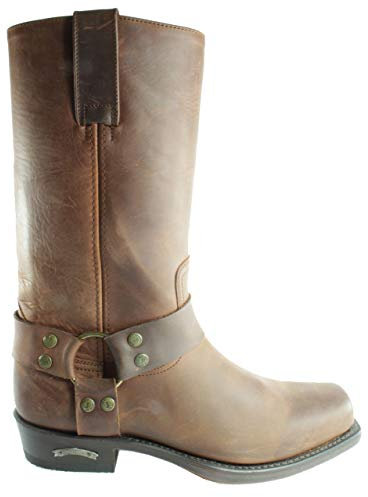 Sendra Boots 1918 Pete Marron Femmes Hommes Biker Santiag Basic Western Cowboy Botte Bout Carré Talon Légèrement Incliné Éperon Fixe Fait Main Cuir Véritable Taille 37