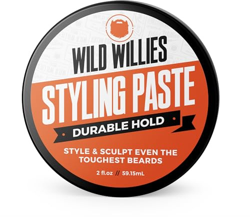 Wild Willies Beard Styling Paste - Men's Grooming Balm with Durable Medium Hold, Hydrates & Tames Flyaway Facial Hair - Non-Greasy, Matte Finish Beard Cream - Essential Beard Care for Men, 2 fl oz