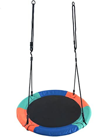 Nestschaukel 110 cm Garten-Schaukel Rundschaukel Tellerschaukel bis 150kg (ORANGE/BLAU/GRÜN)