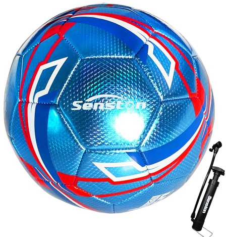 Senston Fussball mit Pumpe, Soft-Touch Fußball Größe 4 für Rasen und Kunstrasen, Training Soccer für Anfänger, Familien und Freizeitspieler