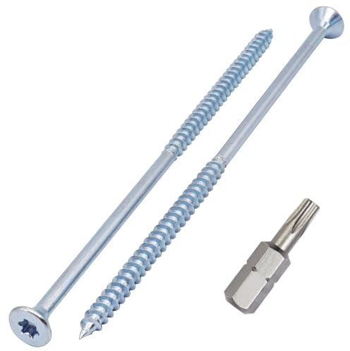 SKIR'CO (10 Pièces) Vis à Bois Acier Zingué 6,0 x 150 mm, Tête Fraisée Torx, Pour Aggloméré, Partiellement Filetées