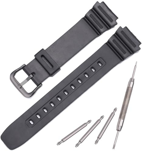 MCXGL Wasserdichtes Harz-Armband, kompatibel mit Casio AE-1100 F108WH AE1500WH AE1200WH, Unisex-Ersatzarmband, Gummi-Armband (Schwarz Schwarz Schnalle)