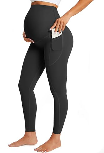 BONVIGOR Nudi Maternity Leggings Over The Belly Pregnancy Leggings with Pockets Workout Activewear Yoga Pants