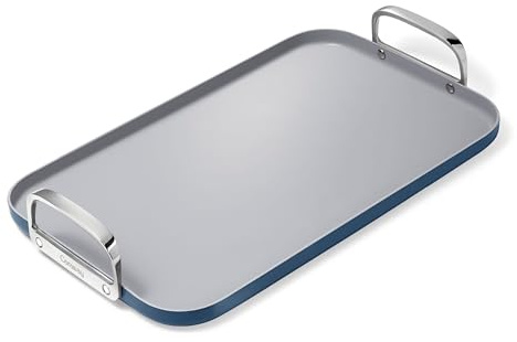 Caraway Double Burner Griddle - 19x12” Griddle Pan - Non-Stick Ceramic Coated - Non Toxic, PTFE & PFOA Free - Oven Safe & Compatible with All Stovetops - Navy