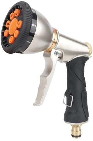 Pistolet de pulvérisation d'eau rotatif, outil d'arrosage de jardin, lave-auto, haute pression réglable, contrôle de débit Variable (Size : 9 modes metal)