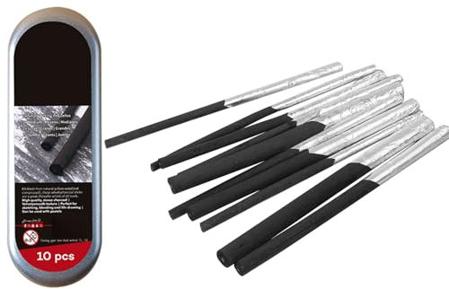 Helweet Zeichenkohle Set, Kohlestifte in Schwarz, Charcoal Sticks, 10 Stück Willow Sketch Kohlestifte, Sketch Charcoal Pencils, Weidenkohle, zum Zeichnen, Skizzieren und Kunst, 4 Verschiedene Größen