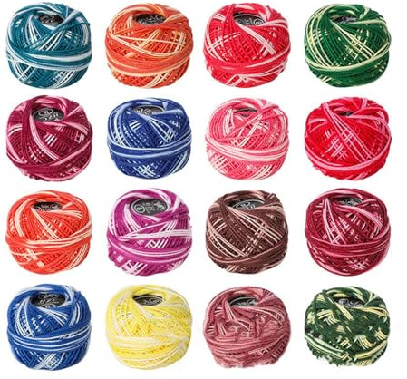 Gomitoli di filo da ricamo, filo da cucito per trapuntatura, 16 rotoli di filato di colore sfumato per ricamo, colore arcobaleno, Filati da ricamo per macchine da ricamo e da cucire
