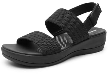 DREAM PAIRS Sandalias Deportivas Planos Mujer Zapatos de Tacón Cuña con Suela Ligera EVA Tranpirables para Paseo Playa Viaje,Size 38,Todo Negro,DWUMFS2522