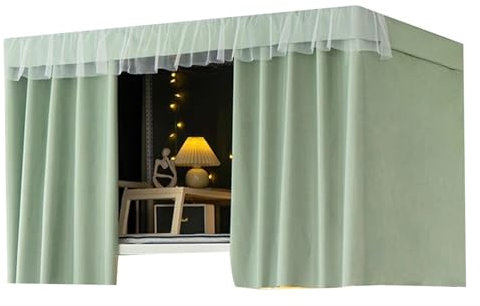 Oberes Etagenbetthimmel, 2 m lang, Etagenbettvorhänge, verdickter Stoff, Verdunkelungsvorhänge, seitliche Öffnungstür mit großem Raum (Vorhang x 3 + Regal 1,2 m, Blume A) Premium Verdunkelung L