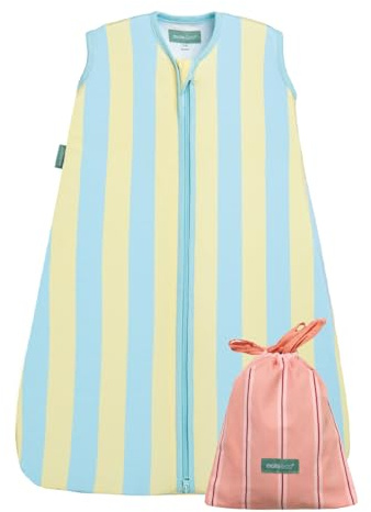 molis&co - Saco de Dormir para bebé 0.5 TOG - 70 cm (0-6 Meses) - Saco Dormir Bebe Verano sin Mangas - Saco de Dormir Bebe para Niños Niñas (Unisex) - 100% Algodón (Oeko-Tex) - Blue Sunshine
