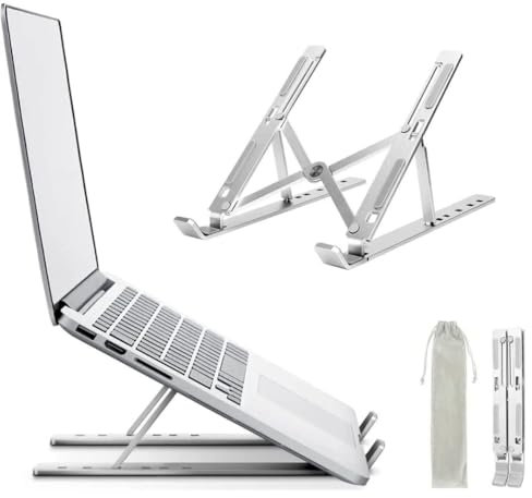 CIIN Soporte Portatil Mesa, Refrigeración Soporte Ordenador Portátil, 5 Ángulos Ajustable, Aleación de Aluminio Plegable, Ergonómico, portátiles de 10 – 17,3. Incluye Bolsa Transporte (1 Unidad)