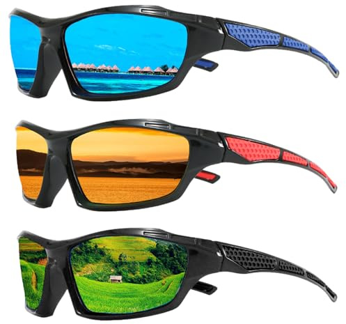 DAVBNM 3Pcs Polarised Sunglasses for Men, Classic Vintage Sun Glasses, Polarized Sports Sunglasses, Protection for Driving Fishing Cycling Outdoor