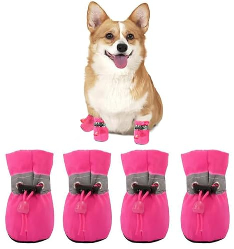 COYUN Lot de 4 bottes pour Cana Paw Protector, chaussettes antidérapantes pour chiens, chaussures pour chien avec sangles réfléchissantes, chaussures pour réglables, chaussures pour protecteurs de