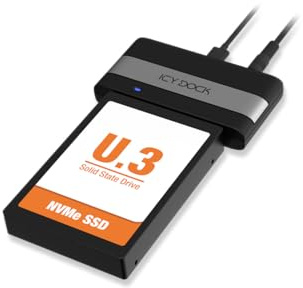 ICY DOCK 1x U.2/U.3 NVMe SSD till USB 4 Gen3 x 2 extern adapter 40 Gbps kompatibel med Thunderbolt 4-kablar inklusive - EZ-adapter Ex MB307U-1VB