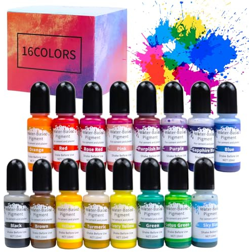 SENLINLIN 16 pigmentos para yeso 10ml pigmentos concentrados base agua para yeso hormigón cemento DIY proyectos creativos pintura artesanal