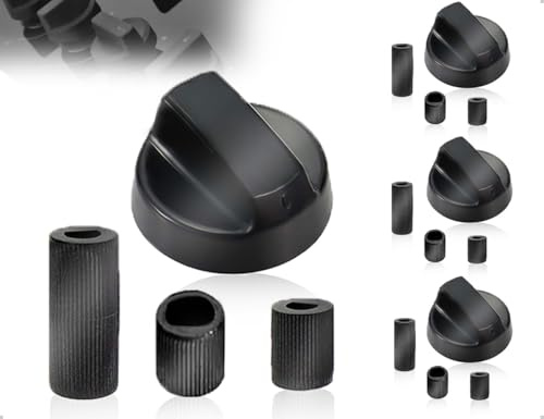 OHYANYAO 4 stycken set växelknappar, universell vridknapp, spisbrytare, med 3 adaptrar universell, för spis, häll, ugn, gasspis, ugn (svart)