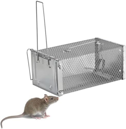 ALLBASA Piege a Rat Metal XXL,Cage Attrape Souris, Cages Capture Piege pour Rats,No Kill, Réutilisable,Attraper Les Rats et Autres Rongeurs pour Usage Intérieure/Extérieure (1pcs)