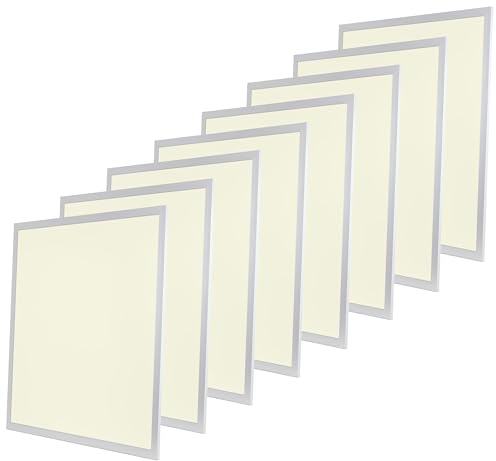 Bright Source 600x600 LED Panel, Backlit Recessed Ceiling Tile Light, 40W, 3600lm, 90° Beam Angle, 3000K Warm White, Driver Included, Low-Glare UGR<19, Flicker Free, 8 Pack