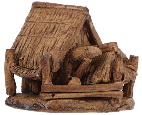 DIYEAH Casa para Acuario con Diseño de Cabaña de Césped Refugio Funcional para Peces Decoración Natural y Duradera para Peceras y Jardines Zen