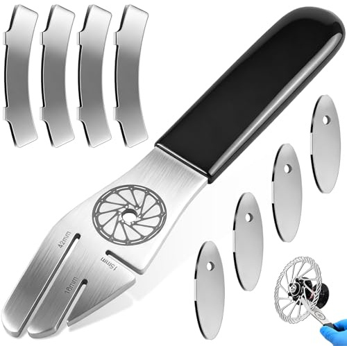 Outil Redressement de Disque Frein Velo avec Clé Frein Vélo avec Poignée Antidérapante+4 Cales Elliptiques et 4 Cales Courbes, Outil Précis pour Redressage de Rotor et Alignement des Mâchoires