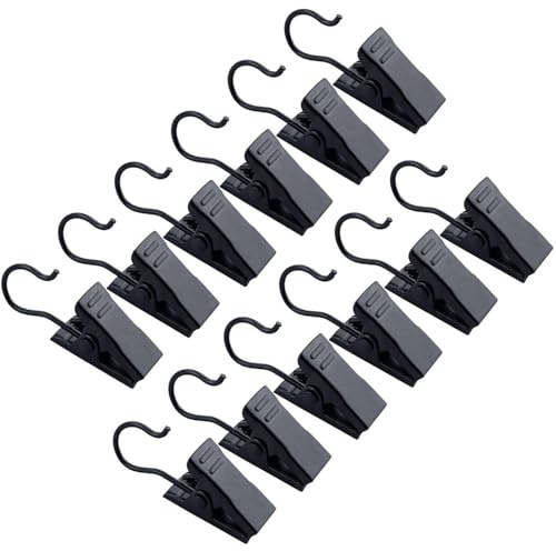 JANYUN 30 Pack Small Heavy-Duty Hook Clip Set Metal Curtain Hangers Clips for Clip Photo Home Decoration Art Craft Display - Black