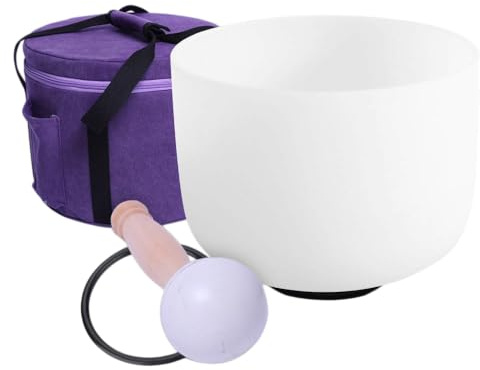 432Hz F Heart Chakra Frosted Quartz Crystal Singing Bowl 10 inch+Bag | ENERGYSOUND，25 cm 432Hz F Note with canvas bag ,Chakra Healing,Sound Healing Therapy, Yoga Meditation