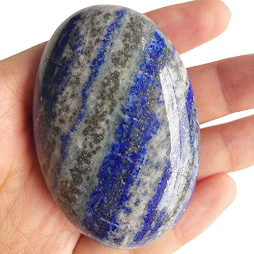 Lapislázuli Piedra de palma, piedras curativas naturales, ovaladas, pulidas, 60 × 40 mm, piedra de bolsillo, regalo de meditación